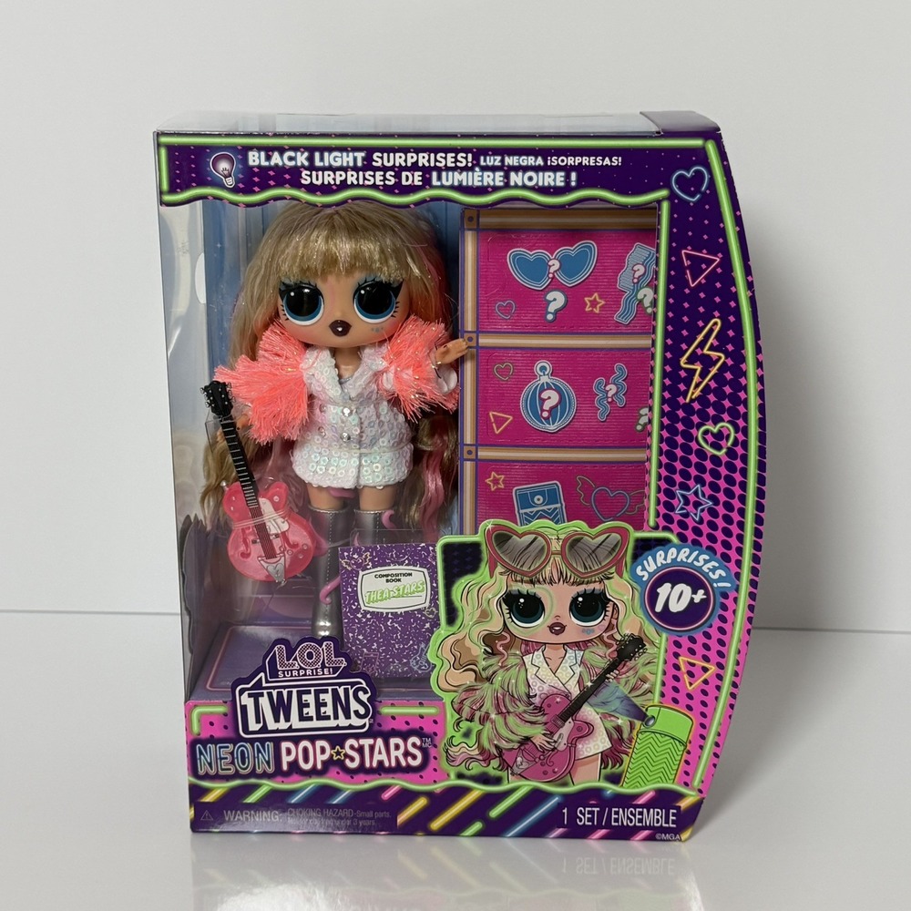LOL Surprise Tweens Neon Pop Stars Thea Stars Fashion Doll Black Light Surprises